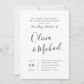 Moderne, einfache, elegante Skripthochzeit Einladung (Vorderseite)