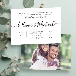 Moderne, einfache, elegante Skripthochzeit Einladung