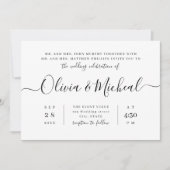 Moderne, einfache, elegante Skripthochzeit Einladung (Vorderseite)