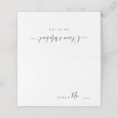 Moderne, einfache, elegante Skripthochzeit Platzkarte (Außenseite Aufgefaltet)