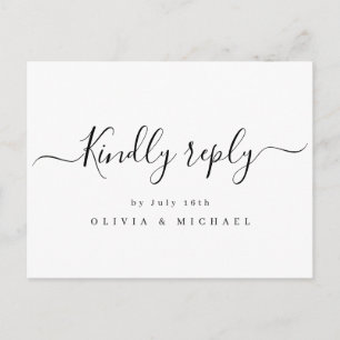 Moderne, einfache, elegante Skripthochzeit RSVP Einladungspostkarte