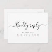 Moderne, einfache, elegante Skripthochzeit RSVP Einladungspostkarte (Vorne/Hinten)