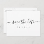 Moderne, einfache, elegante Skripthochzeit speiche Ankündigungspostkarte (Vorne/Hinten)