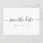 Moderne, einfache, elegante Skripthochzeit speiche Ankündigungspostkarte (Vorderseite)