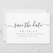 Moderne, einfache, elegante Skripthochzeit speiche Save The Date (Vorderseite)