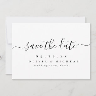 Moderne, einfache, elegante Skripthochzeit speiche Save The Date