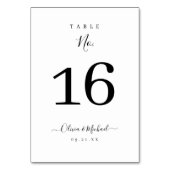 Moderne, einfache, elegante Skripthochzeit Tischnummer (Rückseite)