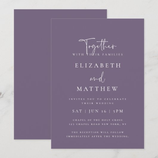 Moderne, einfache, elegante Typografie Einladung (Vorne/Hinten)