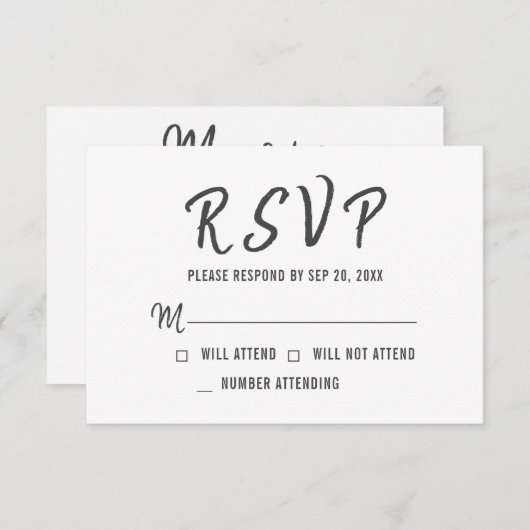 Moderne einfache Erinnerungen-Gedenkantwort RSVP Karte (Vorne/Hinten)