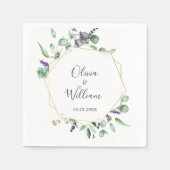 Moderne einfache Eukalyptus Geometric Frame Weddin Serviette (Vorderseite)