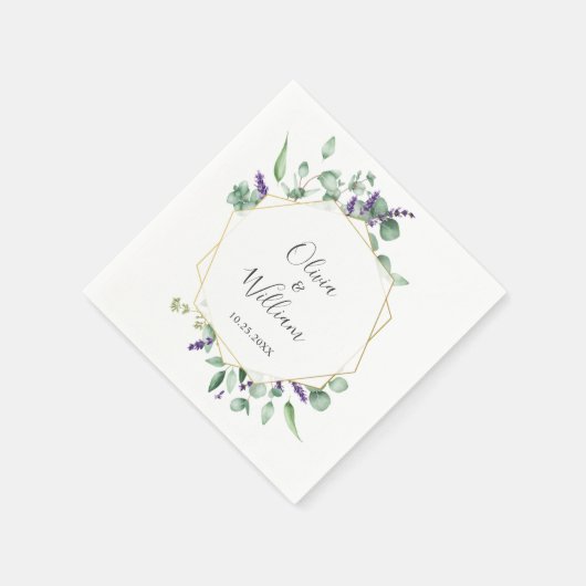 Moderne einfache Eukalyptus Geometric Frame Weddin Serviette (Ecke)