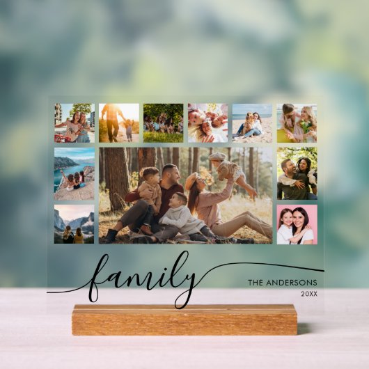 Moderne, einfache FamilienfotoCollage Acrylschild (Neutral)