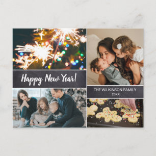 Moderne einfache Familienfotocollage glücklich übe Feiertagspostkarte