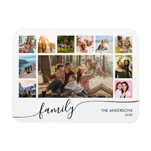 Moderne, einfache FamilienfotoCollage Magnet (Horizontal)