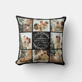 Moderne, einfache FamilienfotoCollage | Monogramm- Kissen