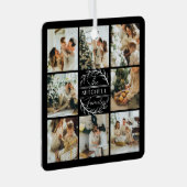 Moderne, einfache FamilienfotoCollage | Monogramm- Ornament Aus Metall (Vorderseite Rechts)