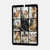 Moderne, einfache FamilienfotoCollage | Monogramm- Ornament Aus Metall (Vorderseite links)