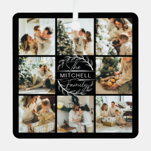 Moderne, einfache FamilienfotoCollage   Monogramm- Ornament Aus Metall