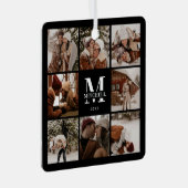 Moderne, einfache FamilienfotoCollage | Monogramm- Ornament Aus Metall (Vorderseite Rechts)