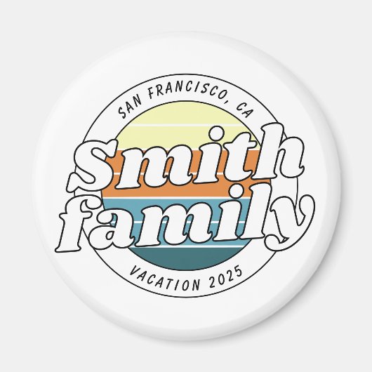 Moderne einfache farbenfrohe Familienferien Magnet (Vorne)