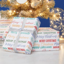 Moderne einfache farbenfrohe Typografie frohe Weih Geschenkpapier