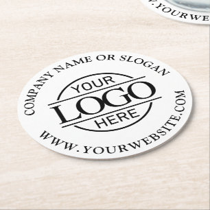 Moderne einfache Firmenlogo-Marke für maßgeschneid Runder Pappuntersetzer