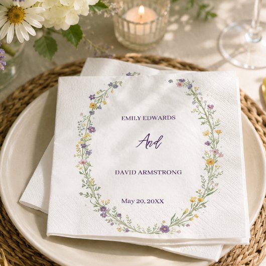 Moderne einfache florale Boho-Hochzeitsservietten Serviette