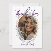 Moderne einfache florale Hochzeit Danke Karte (Vorderseite)