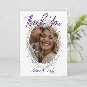 Moderne einfache florale Hochzeit Danke Karte (Stehend Vorderseite)