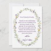 Moderne einfache florale Hochzeit Danke Karte (Rückseite)