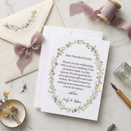 Moderne einfache florale Hochzeit Danke Karte