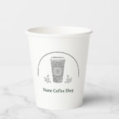 Moderne einfache florale Kaffee Shop Café Pappbecher (Vorderseite)