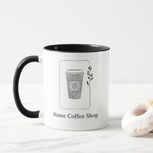 Moderne einfache florale Kaffee-Shop-Café Tasse (Mit Donut)