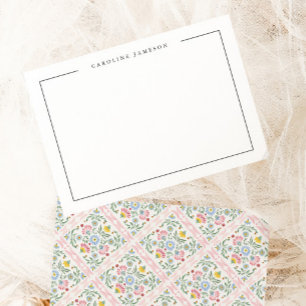 Moderne einfache florale Name Flat Notizkarte Mitteilungskarte
