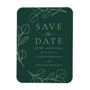 Moderne einfache Foliage Grüne Hochzeit Magnet