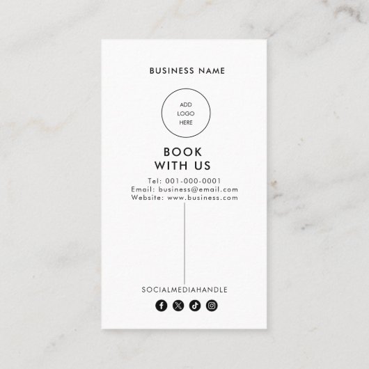 Moderne, einfache formelle Preisliste Visitenkarte (Rückseite)