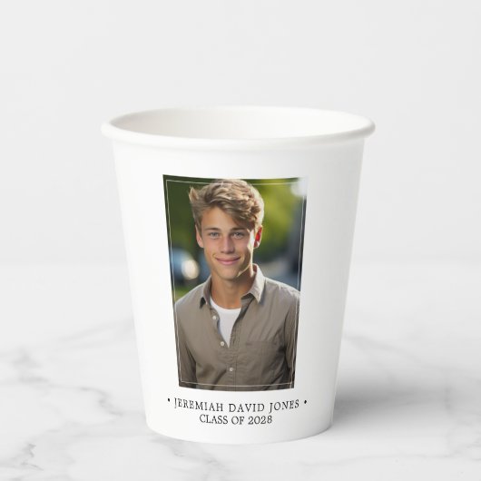 Moderne, einfache Foto-Abschluss-Papierkupplungen Pappbecher (Vorderseite)