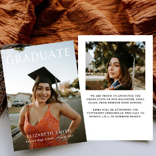 Moderne einfache Foto-Abschlussanzeigen Einladung