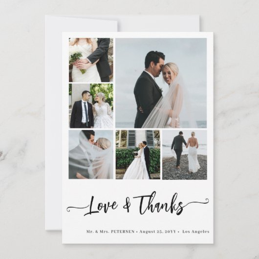 Moderne, einfache Foto Collage Liebe dank Hochzeit Karte (Vorderseite)