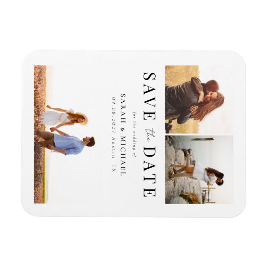 Moderne, einfache Foto-Collage Wedding speichern d Magnet (Horizontal)