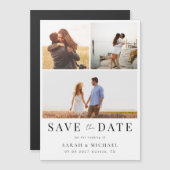 Moderne, einfache Foto-Collage Wedding speichern d Magneteinladung (Vorne/Hinten)