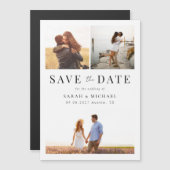 Moderne, einfache Foto-Collage Wedding speichern d Magneteinladung (Vorne/Hinten)