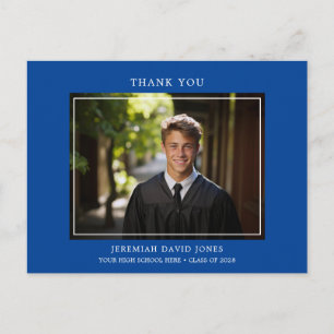 Moderne einfache Foto Dunkelblau Grad Danke Postkarte