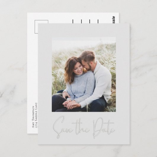 Moderne, einfache Foto Grau Minimalistische Kallig Postkarte (Vorne/Hinten)