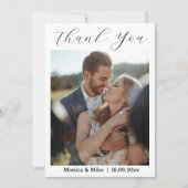 Moderne einfache Foto-Hochzeit Danke Karte mit Not (Vorderseite)