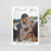 Moderne einfache Foto-Hochzeit Danke Karte mit Not (Stehend Vorderseite)