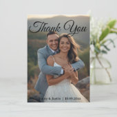 Moderne einfache Foto-Hochzeit Danke Karte mit Not (Stehend Vorderseite)