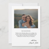 Moderne einfache Foto-Hochzeit Danke Karte mit Not (Rückseite)