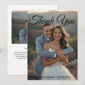 Moderne einfache Foto-Hochzeit Danke Karte mit Not (Vorne/Hinten)
