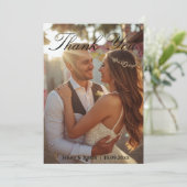 Moderne einfache Foto-Hochzeit Danke Karte mit Not (Stehend Vorderseite)